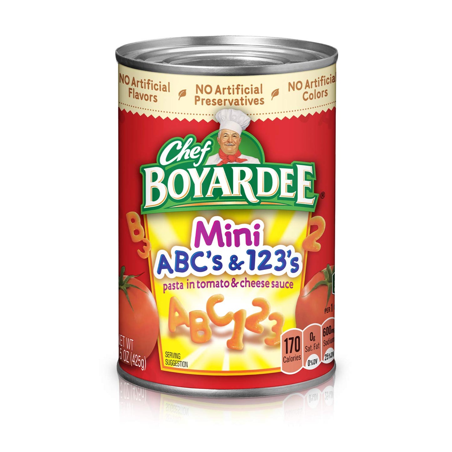 Chef Boyardee Mini ABC s and 123 s Pasta, Canned Food, 15 Ounce (Pack of 12)