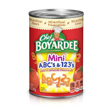 Chef Boyardee Mini ABC s and 123 s Pasta, Canned Food, 15 Ounce (Pack of 12)
