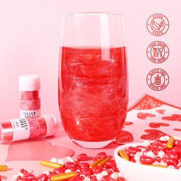 Red Edible Glitter For Drink, 5G Red Luster Dust Edible For Cake Decorating, Edible Glitter For Cocktails, Baking, Chocolate, Co