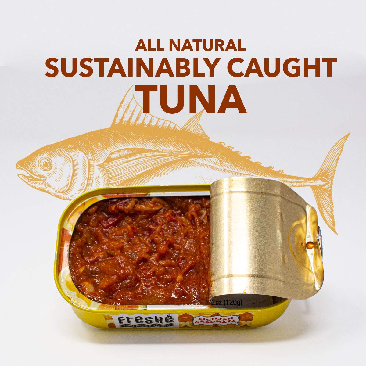 Fresh   Gourmet Canned Tuna (Sicilian Caponata, 10 pack of 4.25 oz. tin) Freshly Packaged Skipjack Tuna Fish - Sustainably Caugh
