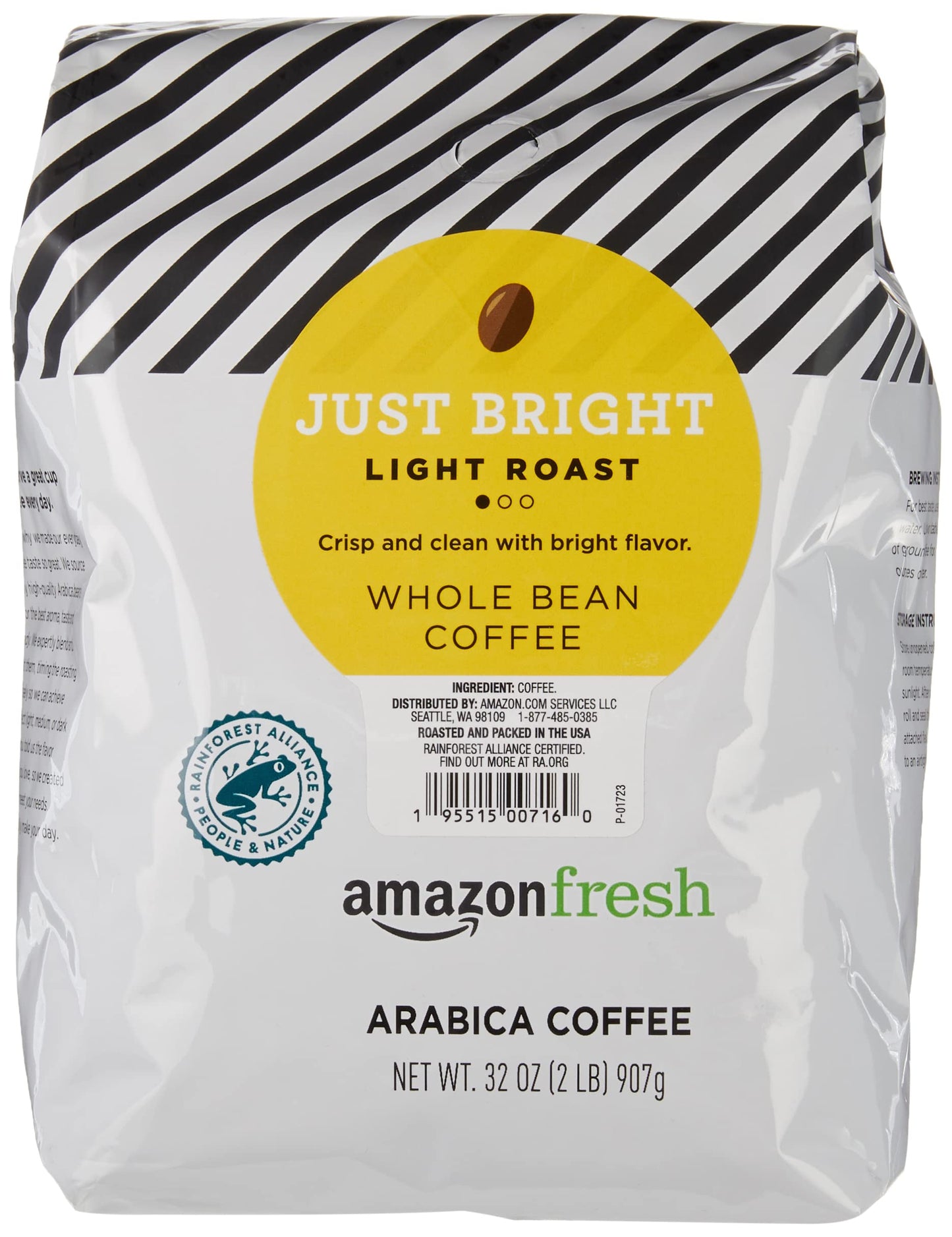 Amazon Fresh Whole Bean Coffee Light Roast, 32 Ounce (Pack of 1)