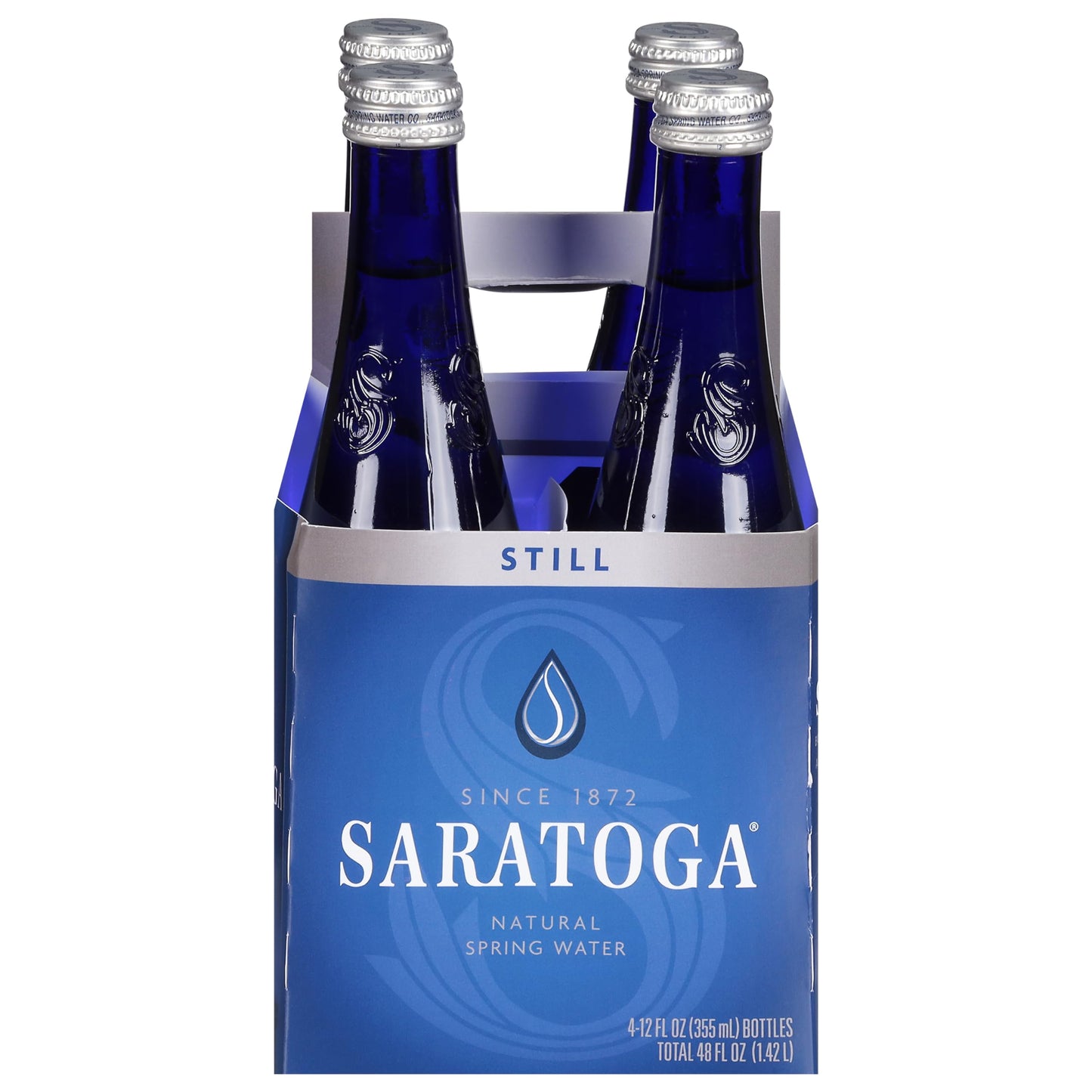 Saratoga Still Spring Water - Glass Water Bottle, 12 Oz, Pack of 4