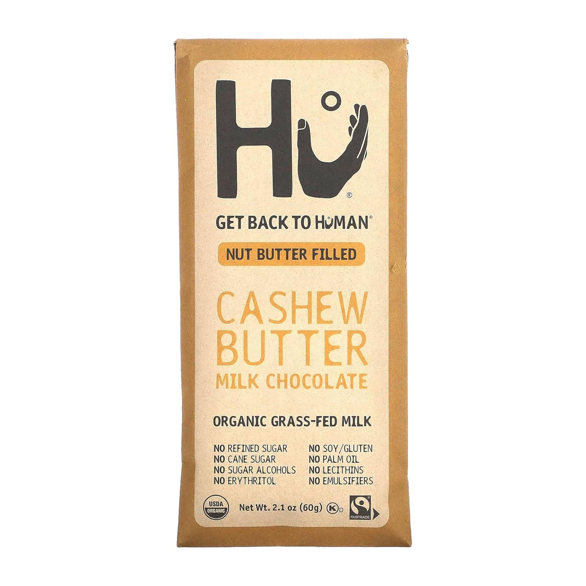FIAHNG Hu Bar Cashew Butter Milk Chocolate Snack, 2.1 Ounce, Model 0850024267961