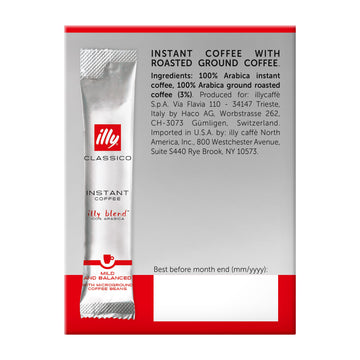 Illy Instant Coffee Singles, Classico Medium Roast, Caramel & Orange Blossom Notes, 40 Single-Serve Packets (2G Each) - Premium