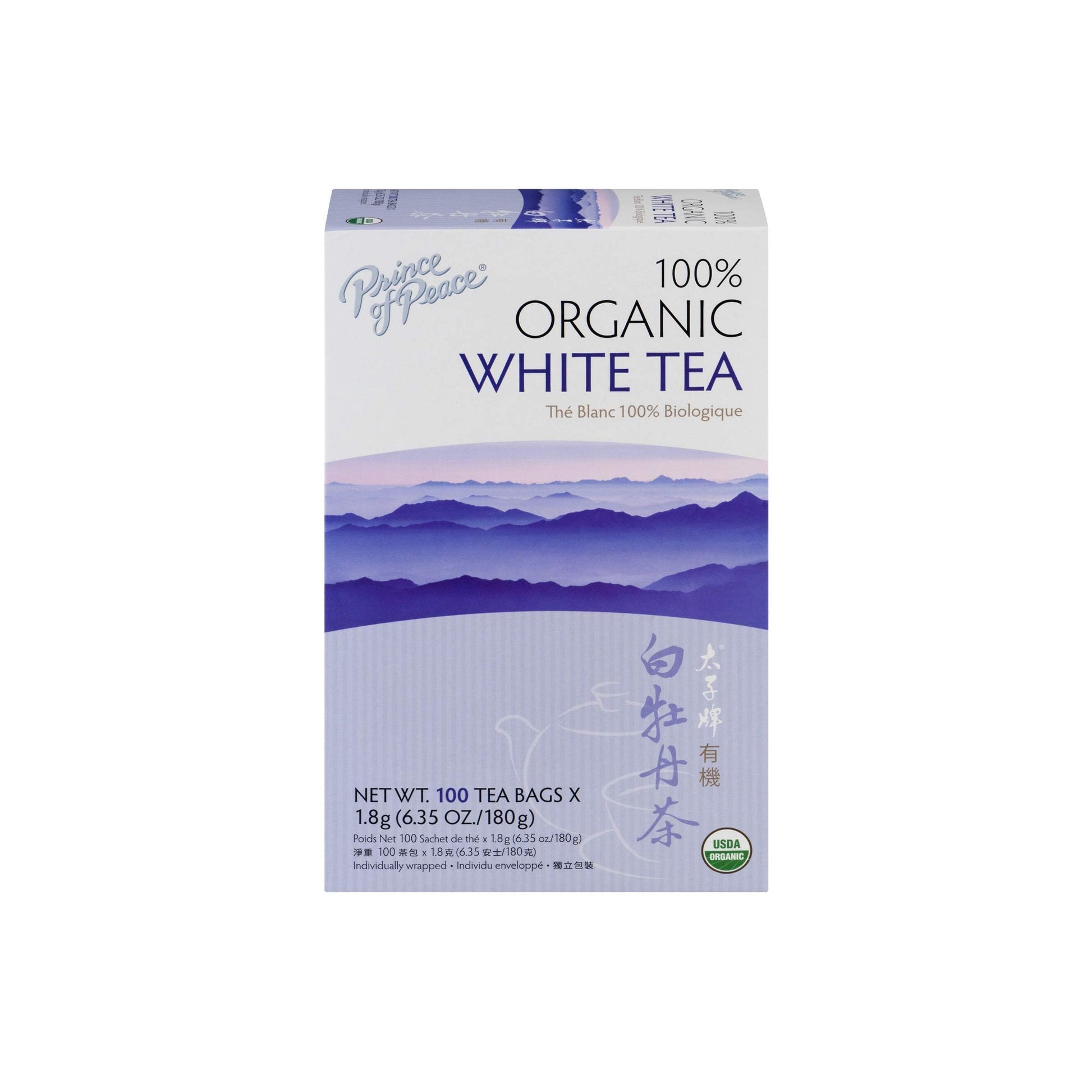 Prince of Peace Organic enhanced White Tea 100 tea bags (Pack of 3)