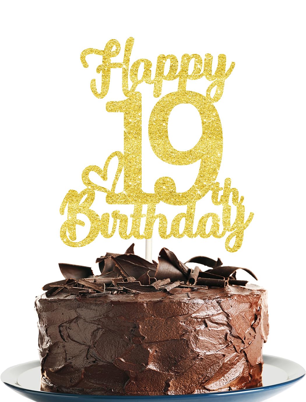 19 Birthday Cake Toppers-Gold Glitter, 19Th Cake Topper For Boy,19 Cake Topper For Girl, 19Th Birthday Decorations,19Th Birthday