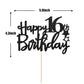 Black Glitter Happy 16Th Birthday Cake Topper, 16Th Anniversary, Sweet 16, Cheers To 16 Years Party Decorations