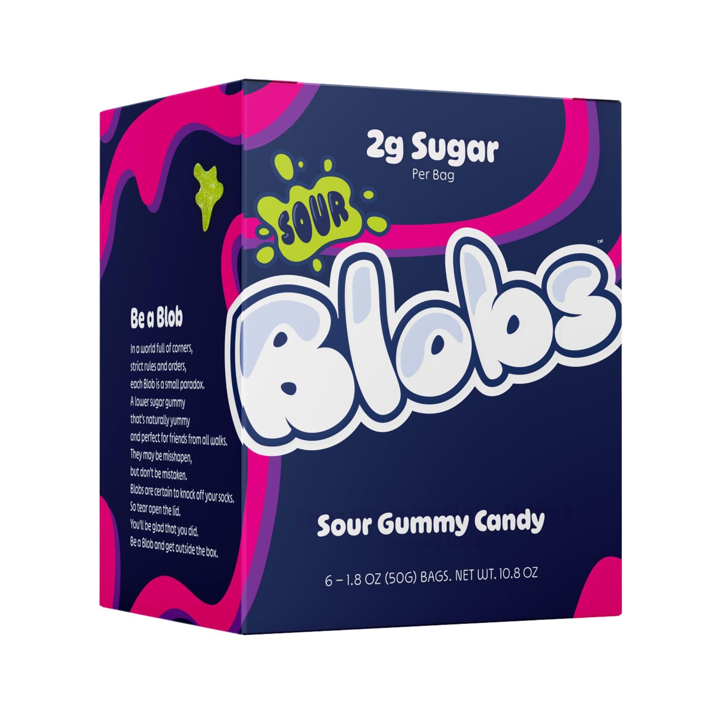 Blobs Sour Gummy Candy Low Sugar & Low Calorie- No Sugar Alcohols, Vegan, No Dyes- Watermelon-Lychee, Black Ras Cherry, Strawber