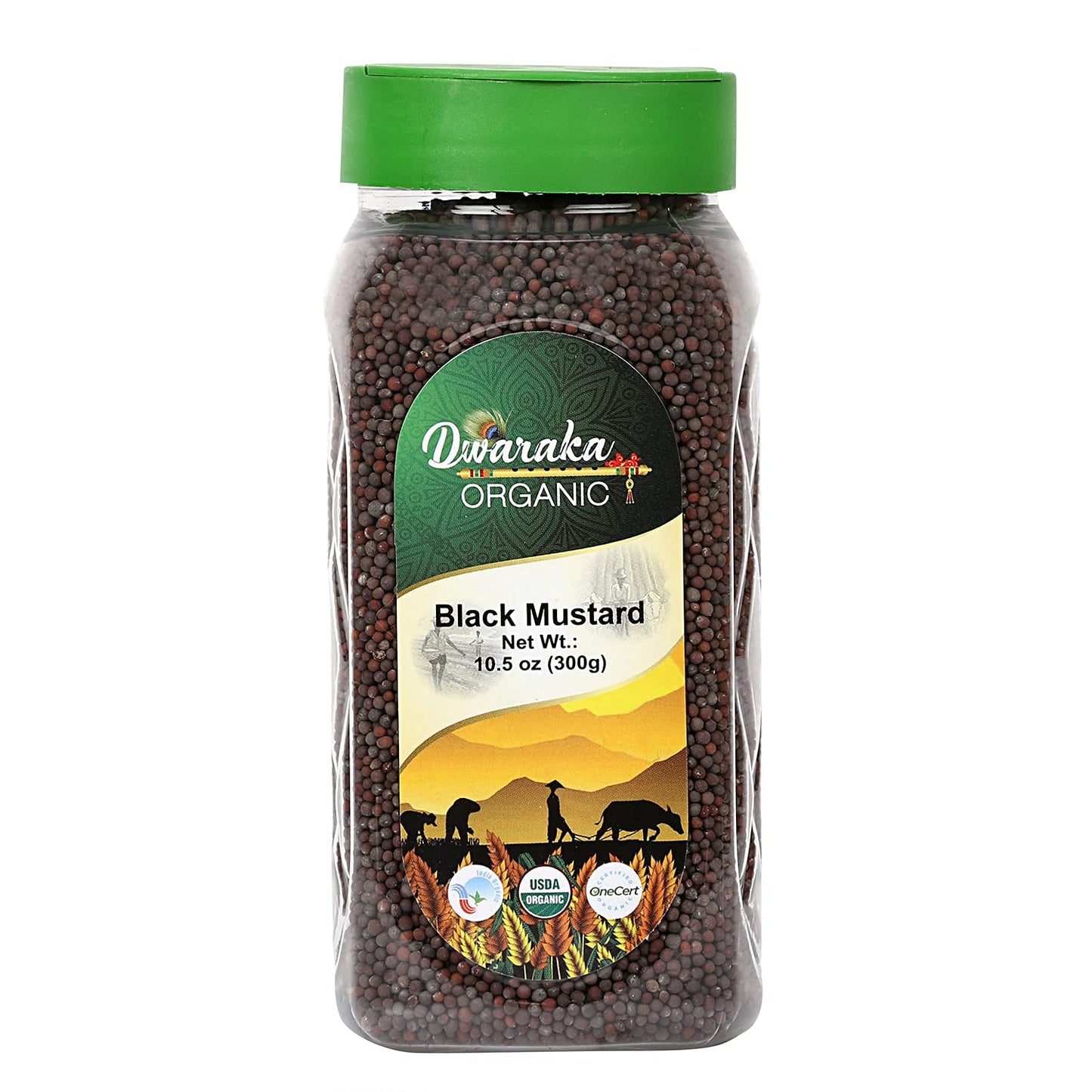 DWARAKA Organic Black Mustard Seeds, Non-GMO, All Natural, 10.5oz