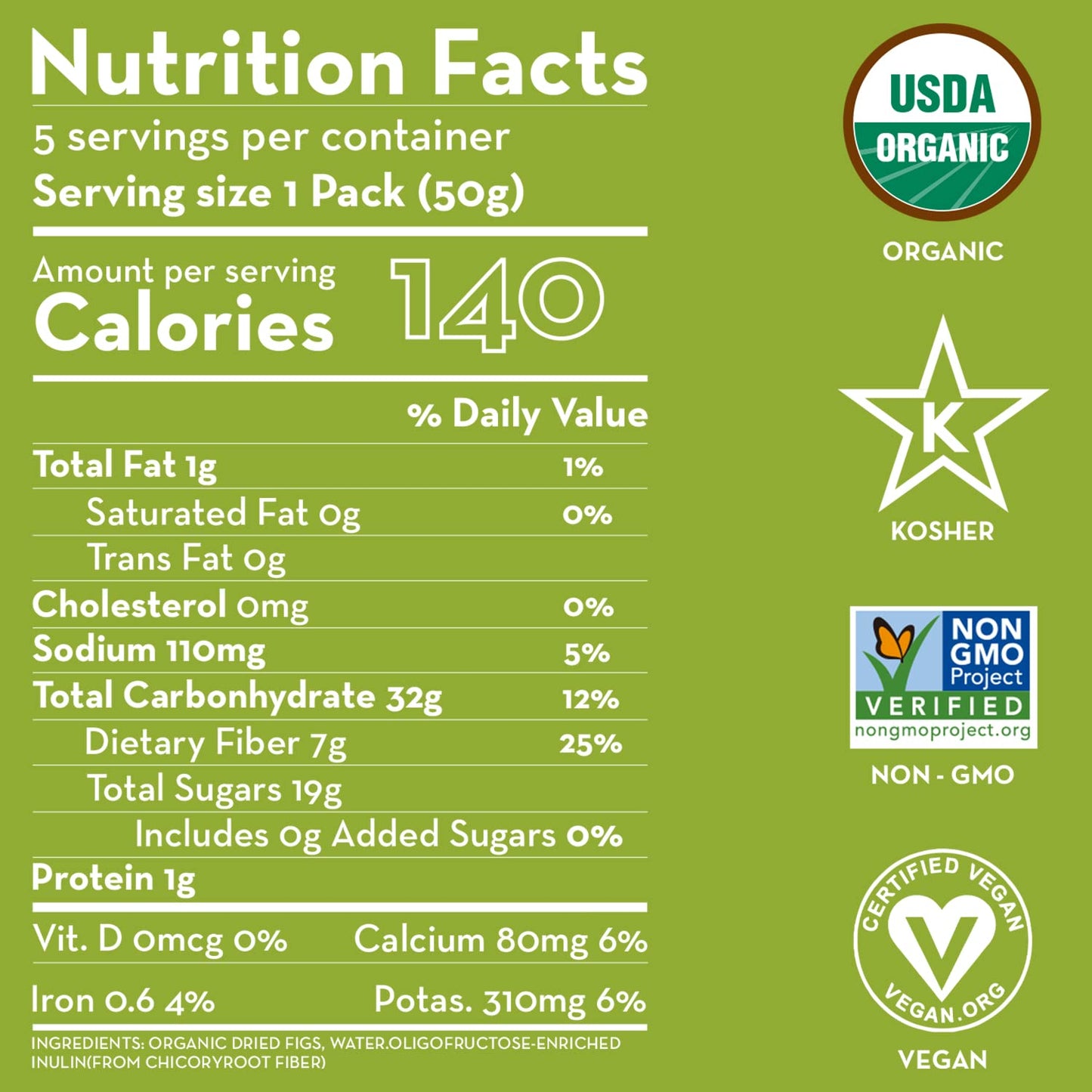 Organic Prebiotic Dried Figs - Sunny Fruit - (6 Bags) - (5) 1.76Oz Portion Packs Per Bag | Purely Figs - No Added Sugars, Sulfurs Or Preservatives | Non-Gmo & Kosher