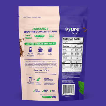 Organic Chocolate Drink Mix With Cocoa By Pyure | Sugar-Free, Keto, 1 Net Carb | 7.23 Ounce