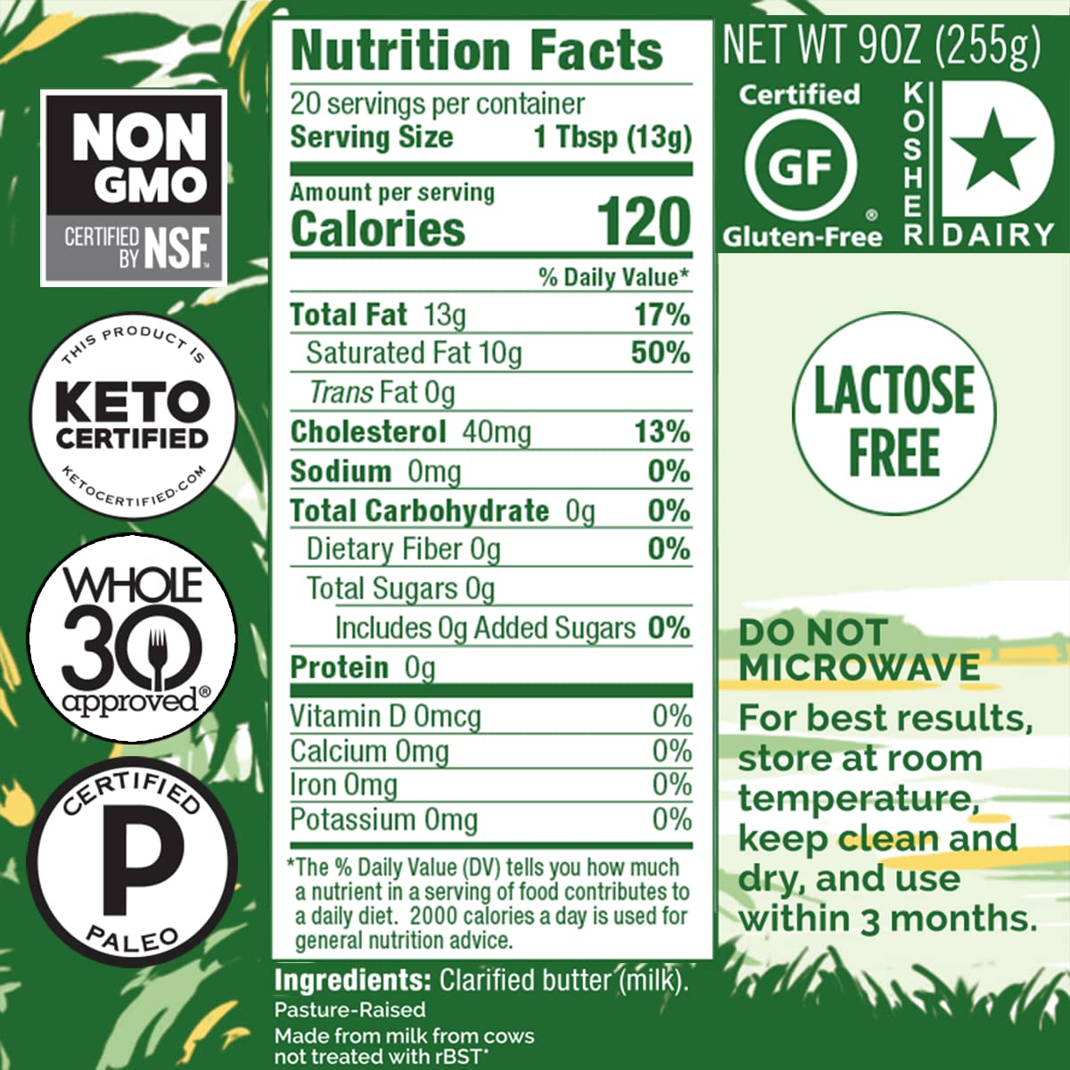 4th & Heart Ghee, Clarified Butter, Grass-Fed, Keto, 9 Ounces, Lactose-Free, Casein-Free