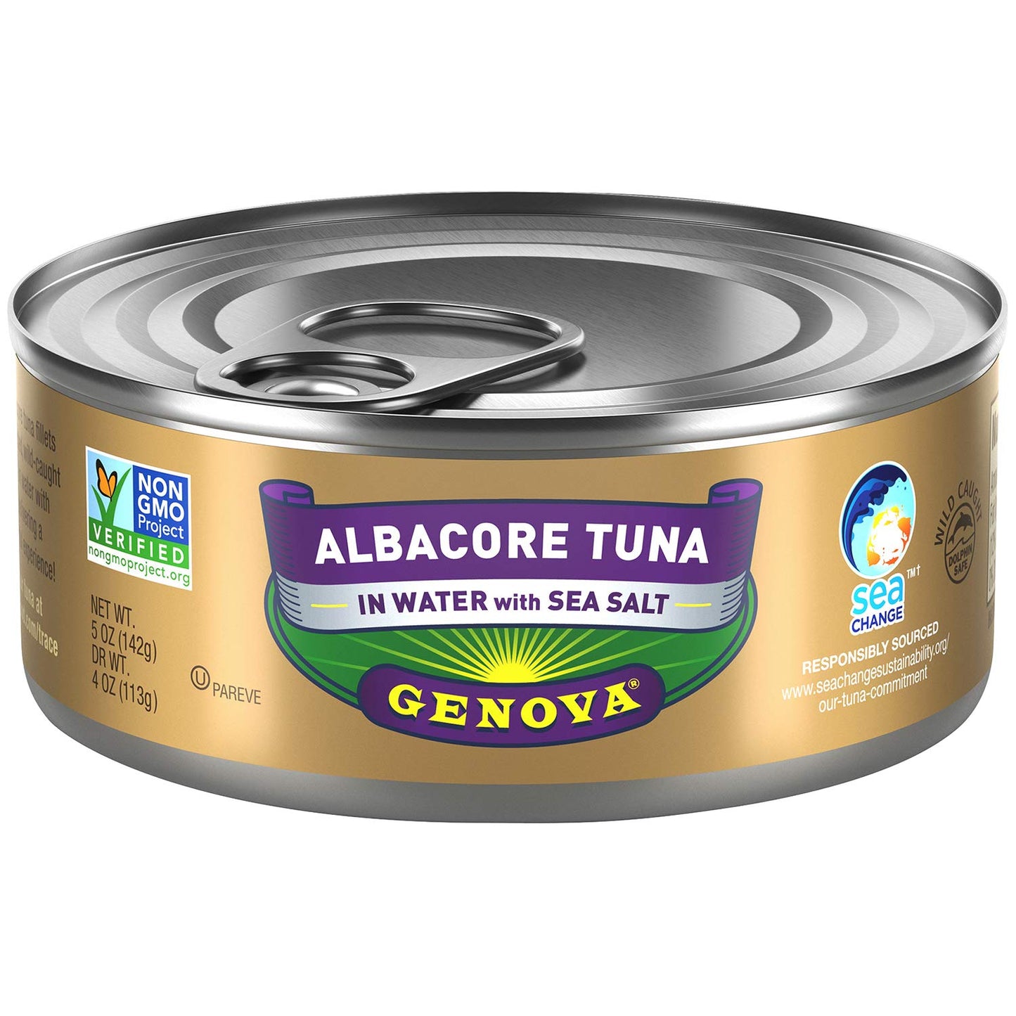Genova Albacore Tuna in Water with Sea Salt 5 oz. Can (Pack of 12)