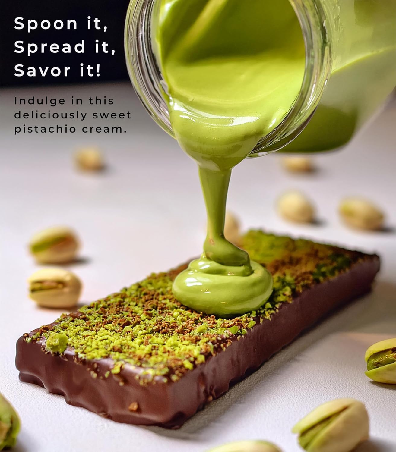UNIQBITE Pistachio Cream Natural Sweet Butter Spread 7 oz (200g) No Palm Oil