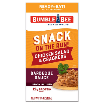 Bumble Bee Snack on the Run BBQ Chicken Salad with Crackers Kit, 3.5 oz (Pack of 12) - Ready to Eat, Spoon Included - Shelf Stab