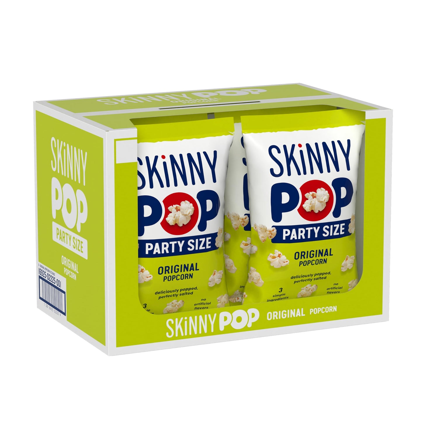 SkinnyPop Popcorn, Original, Whole Grain, Dairy-Free Snack, 8oz Family Size Bags (6ct)
