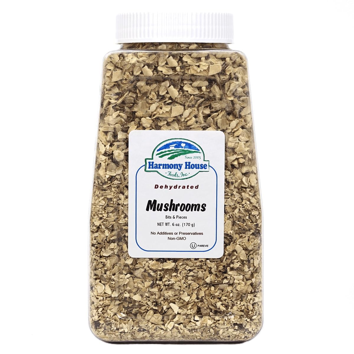 Harmony House Foods Dried Mushroom Bits & Pieces (6 oz, Quart Size Jar)