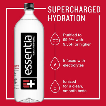 Essentia Water, Ionized and Alkaline Hydration, Mineral Infused with 9.5 pH or Higher, Electrolytes for Taste, Pure Drinking Wat