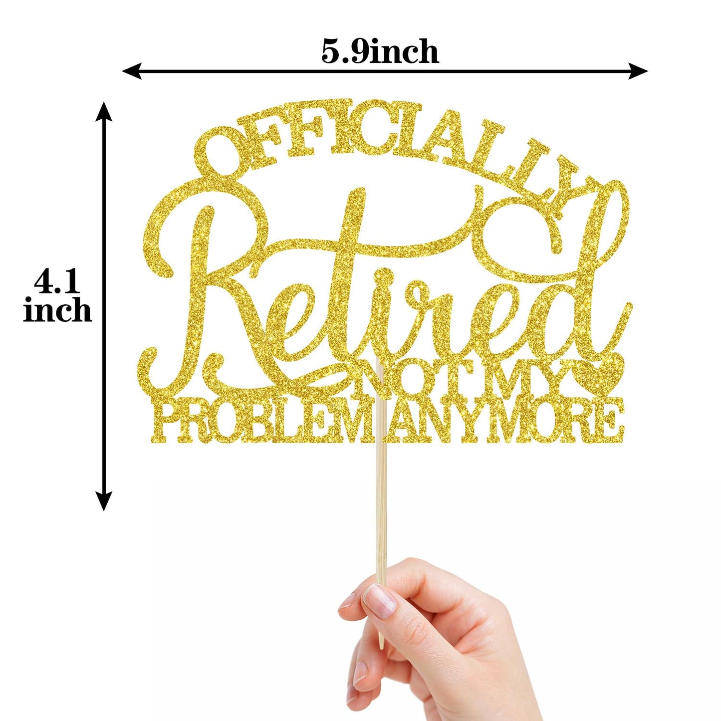 Officially Retired Cake Topper, Happy Retirement, The Legend Has Retired, Retirement Party Decorations Supplies - Gold Glitter