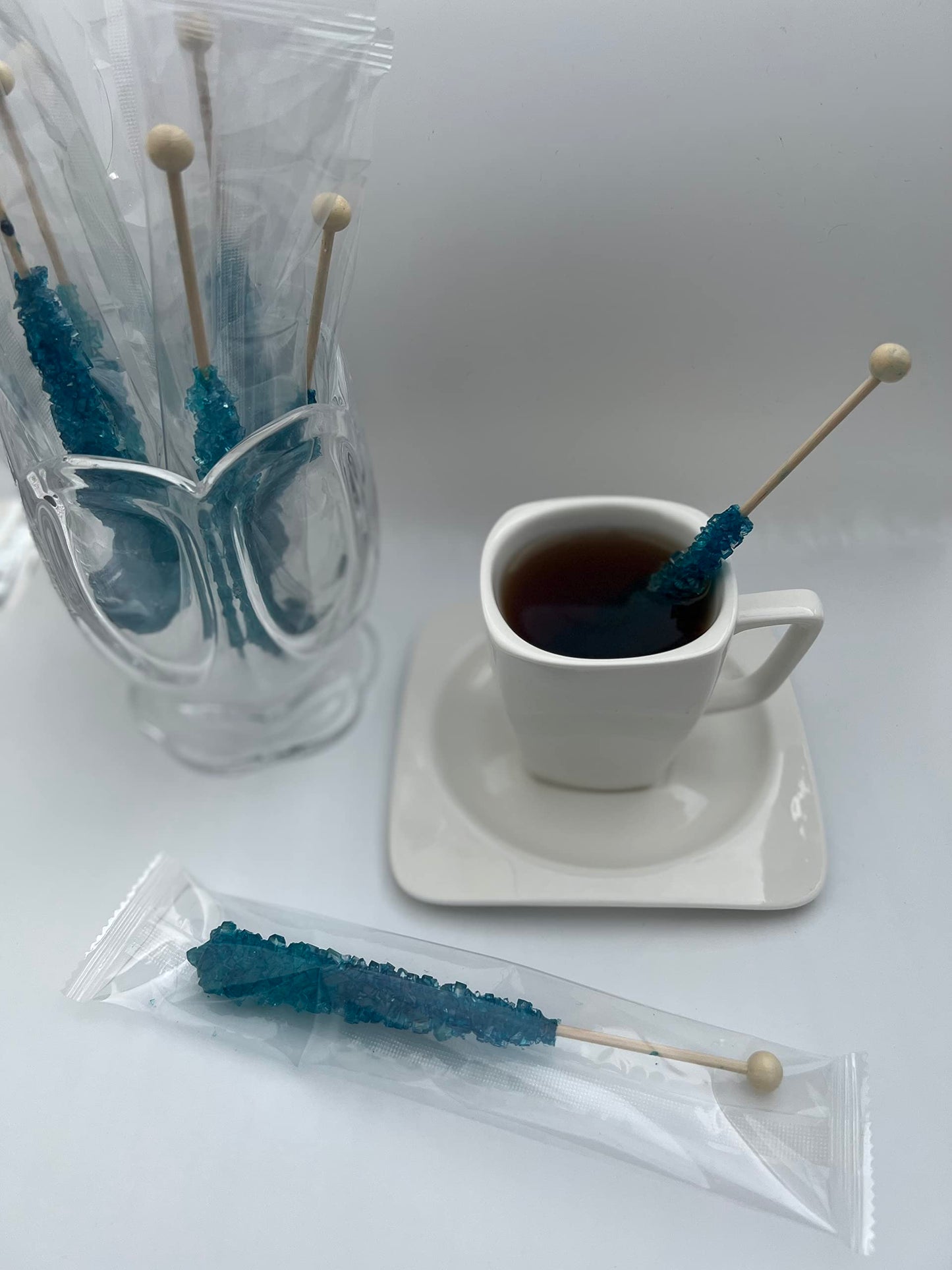 SweetGlob Classic Rock Candy Sticks, Blue Raspberry, 6 Count, Individually Wrapped, Model FBABlueRaspberrySticks6ct