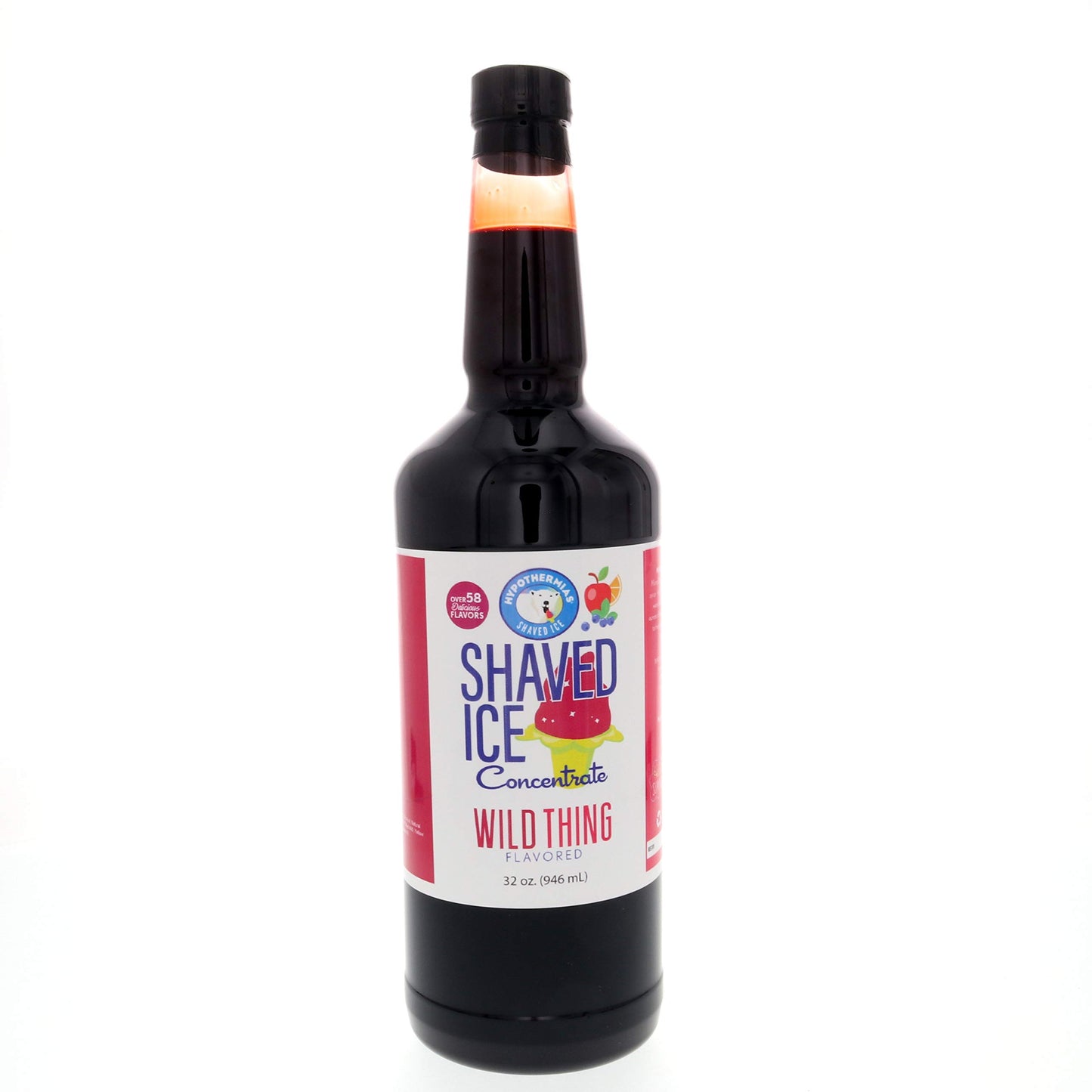 Hypothermias Snow Cone Syrup Flavor Concentrate - Wild Thing - 32 Fl Oz - Makes 8 Gallons - Unsweetened - Add Sweetener and Water
