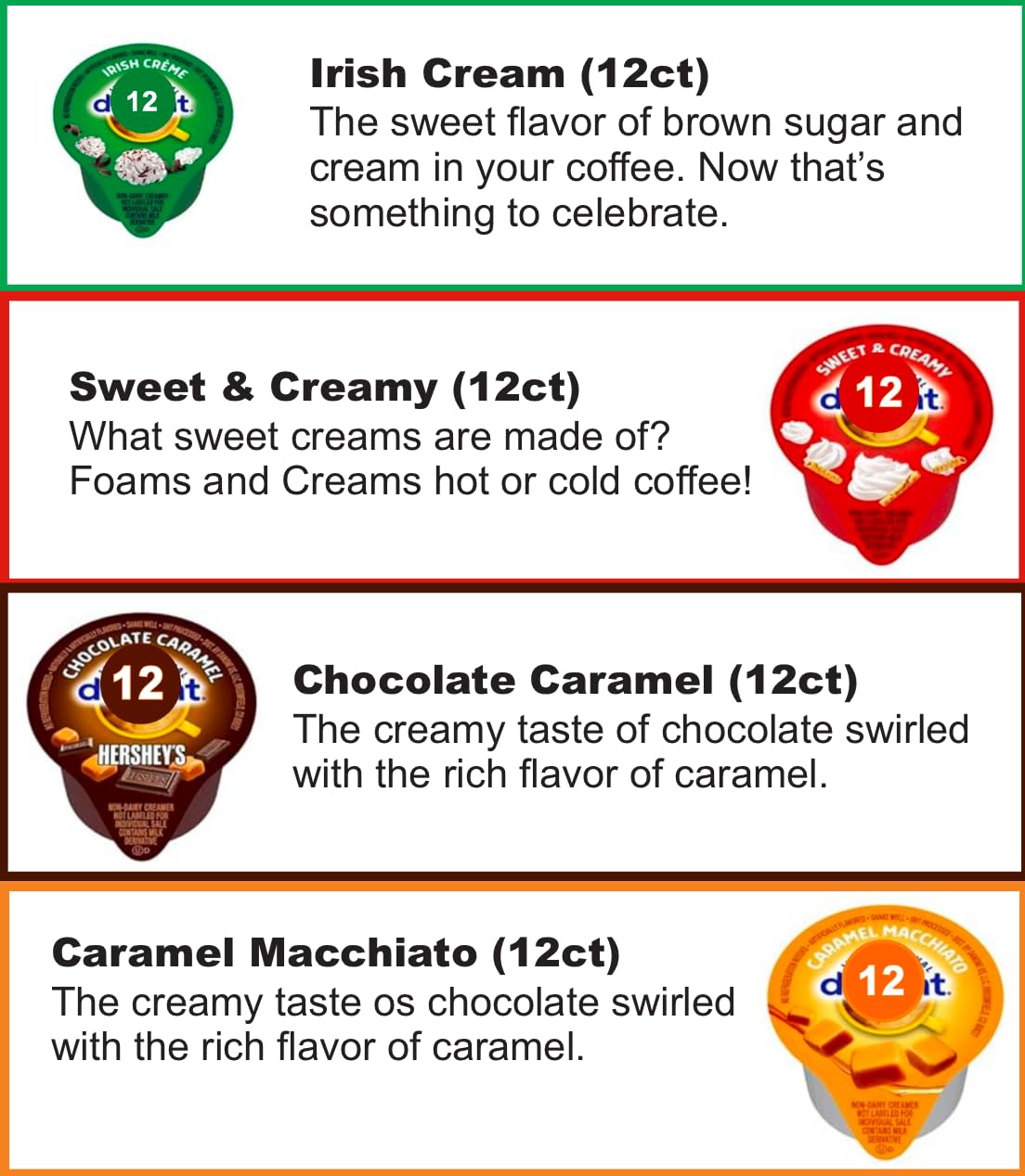 Coffee Creamer Singles Variety Pack Packaged by JMS PROFESSIONAL, Intearnational Dealight Mini Coffee Creamer & Mini Moos 4 Fla