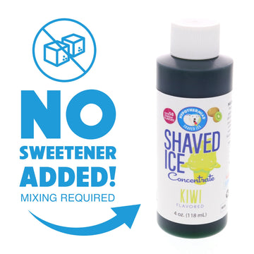 Hypothermias Shaved Ice And Snow Cone Syrup Unsweetened Flavor Concentrate - 4 Fl Oz - Makes 1 Gallon Of Ready To Use Syrup - Ki