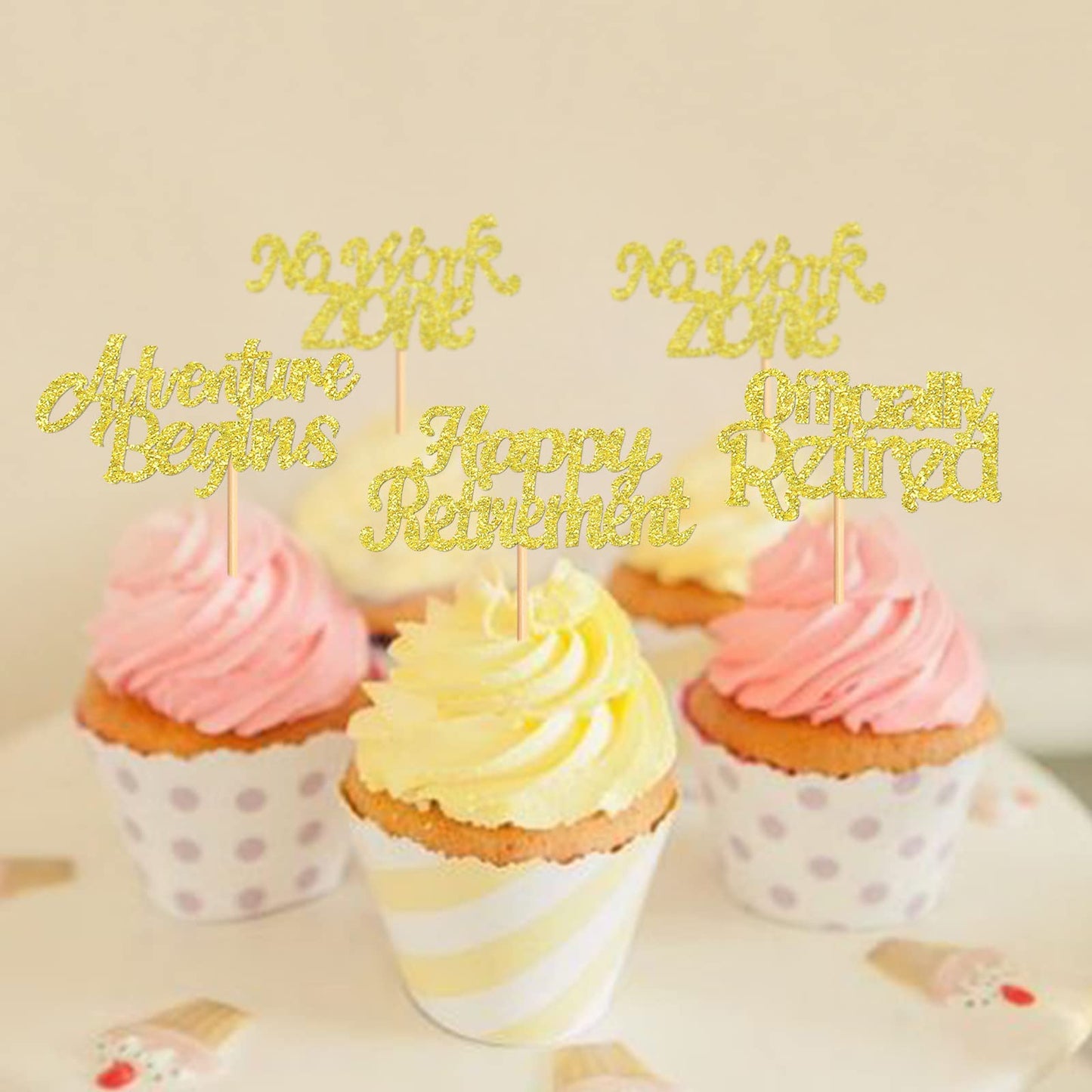 Keaziu 24Pcs Happy Retirement Cupcake Toppers Officially Retired No Work Zone Adventure Begins Cupcake Picks Retirement Theme Fa