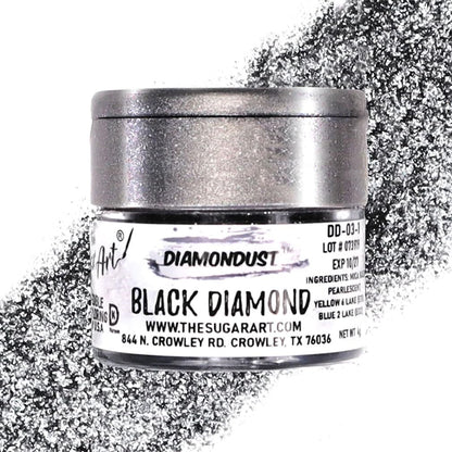 Black Diamond Edible Glitter for Drinks, Cocktails, Cake Decorating, Strawberries, Chocolates & More | No Taste | 4g | 100% Food