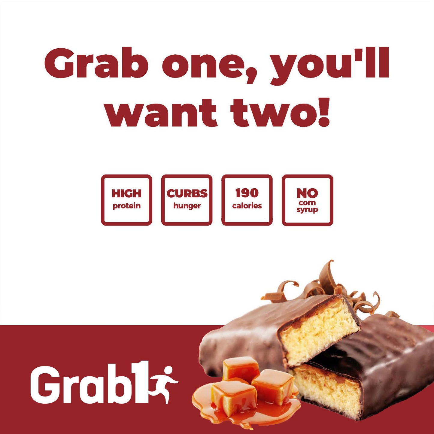 Grab1 12Gr Protein Bars, Caramel Deluxe Protein Bar (2 Pack - 10 Bars) | Delicious And Nutritious | Low Calorie | Perfect For Snacking