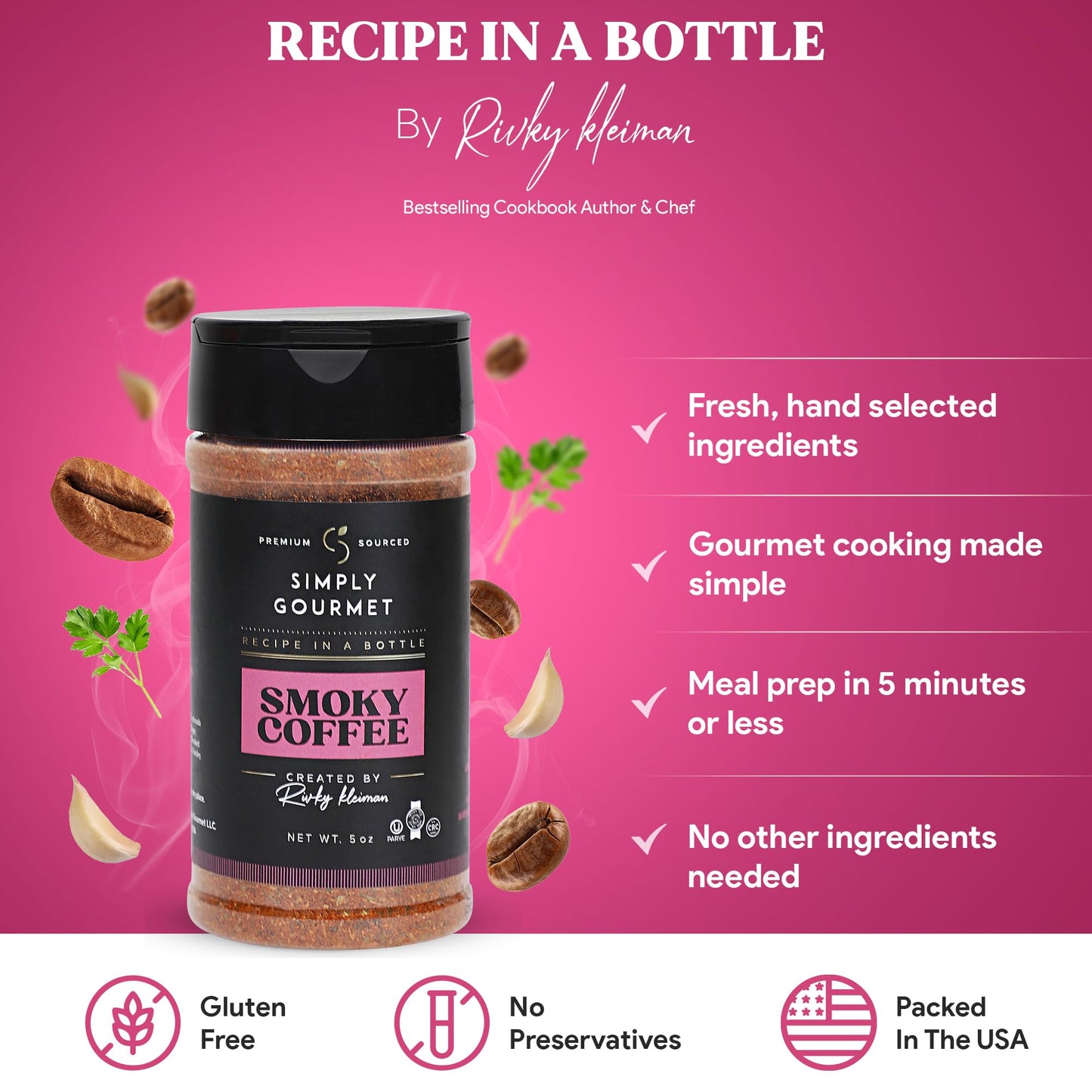 Recipe In A Bottle Smokey Coffee Seasoning - Chef-Crafted Spice Blend - 5 oz