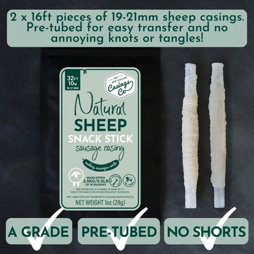 THE NEW ZEALAND CASINGS CO Snack Stick Casings - Natural Lamb/Sheep, 19mm, 32ft, Certified Halal