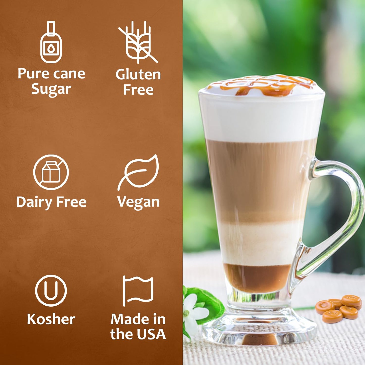 Syruvia Butterscotch Coffee Syrup, 25.4 fl oz - Premium Gluten-Free Flavoring for Drinks, Shakes, and Sodas - Kosher Certified