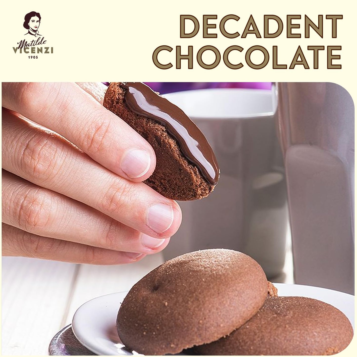 Grisbi Double Chocolate Shortbread By Pasticceria Matilde Vicenzi, Chocolate Cream Filled Patisserie Pastry Cookie, All-Natural,