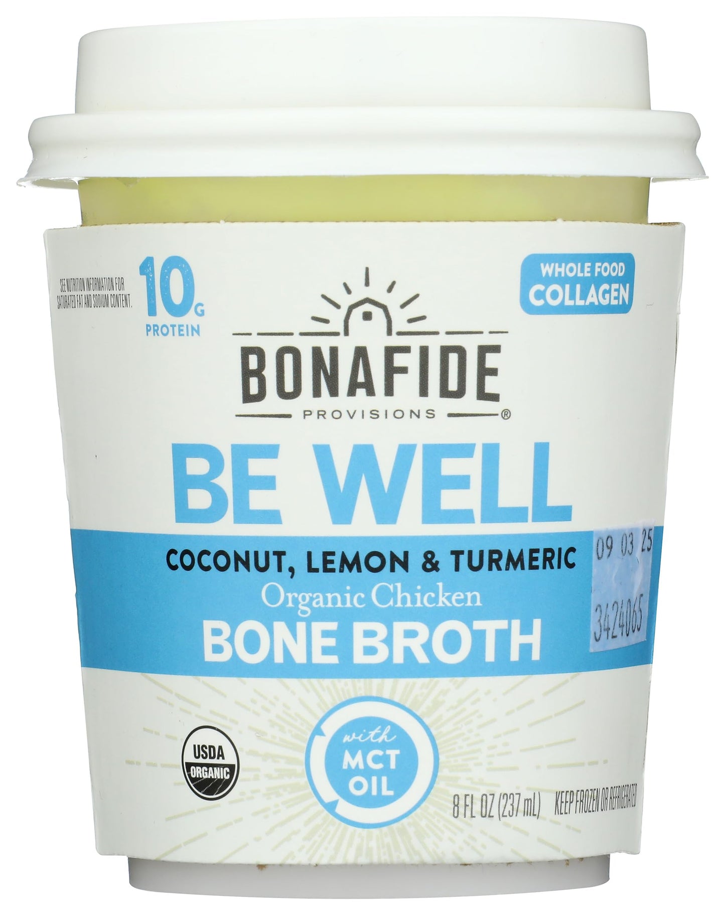 Bonafide Provisions Fresh Organic Lemon, Turmeric and Coconut Keto Broth, Frozen 8 fl oz - Gluten-Free, Grain-Free, Dairy Free P
