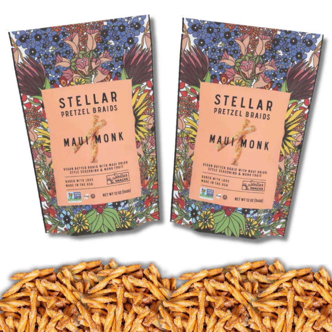 STELLAR SNACKS Gourmet Pretzel Braids, Vegan, Kosher, Non-GMO, 12 Oz (Pack of 2)