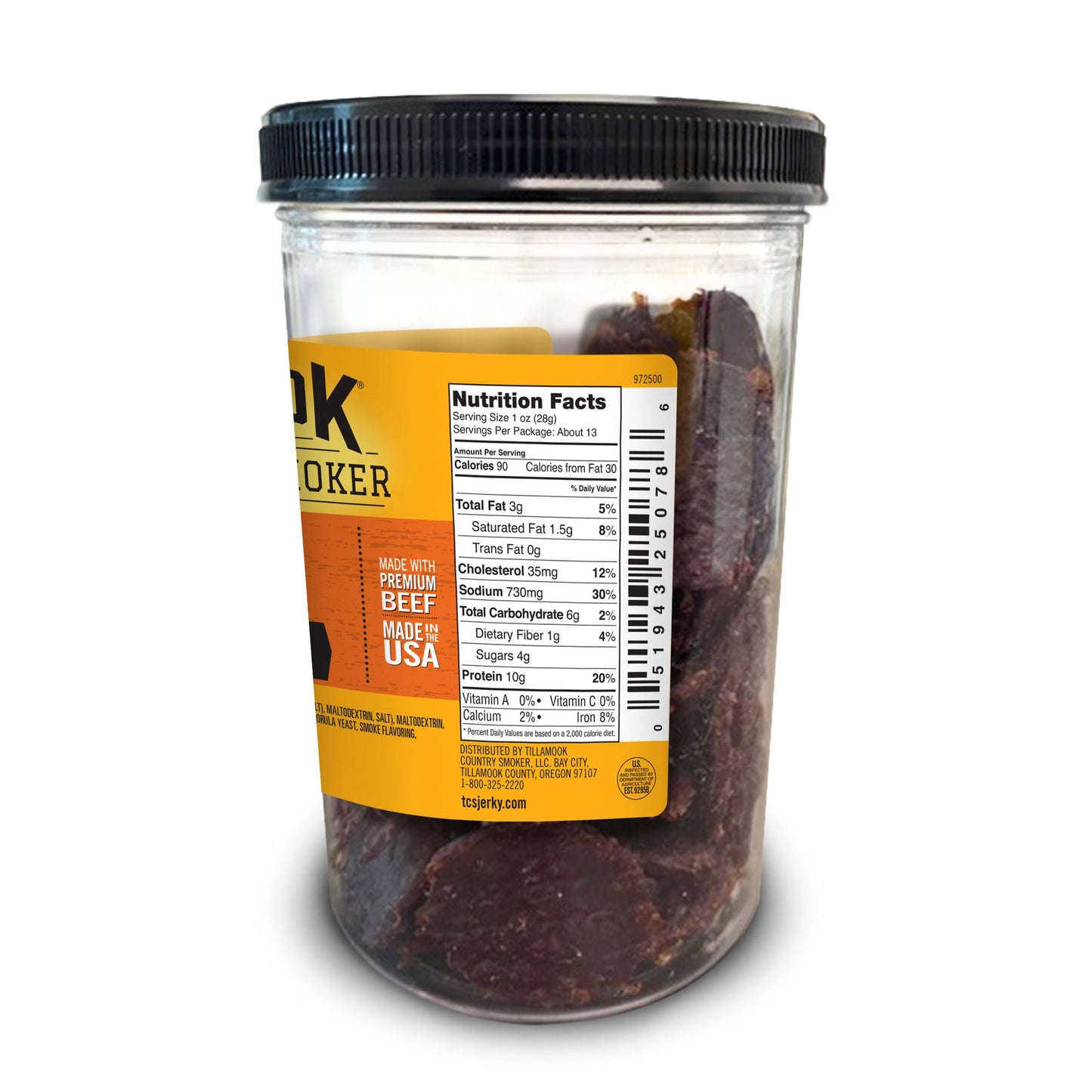Tillamook Country Smoker Teriyaki Jerky, Real Hardwood Smoked, 13 Ounce, Pack of 1