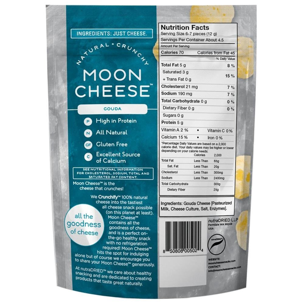Moon Cheese - 100% Natural Cheese Snack - Gouda - 2 Oz - 12 Pack