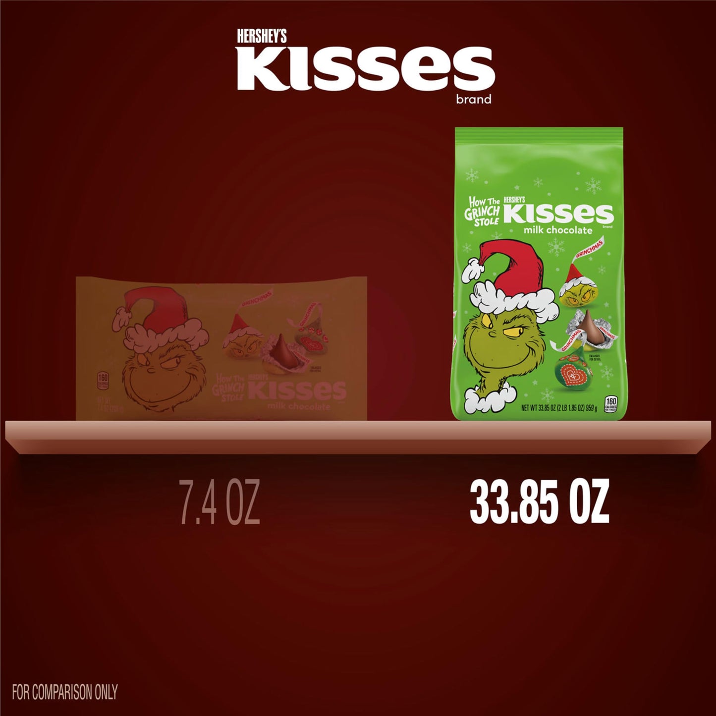 HERSHEYS KISSES Grinch Milk Chocolate  Christmas Candy Bulk Bag  33.85 oz