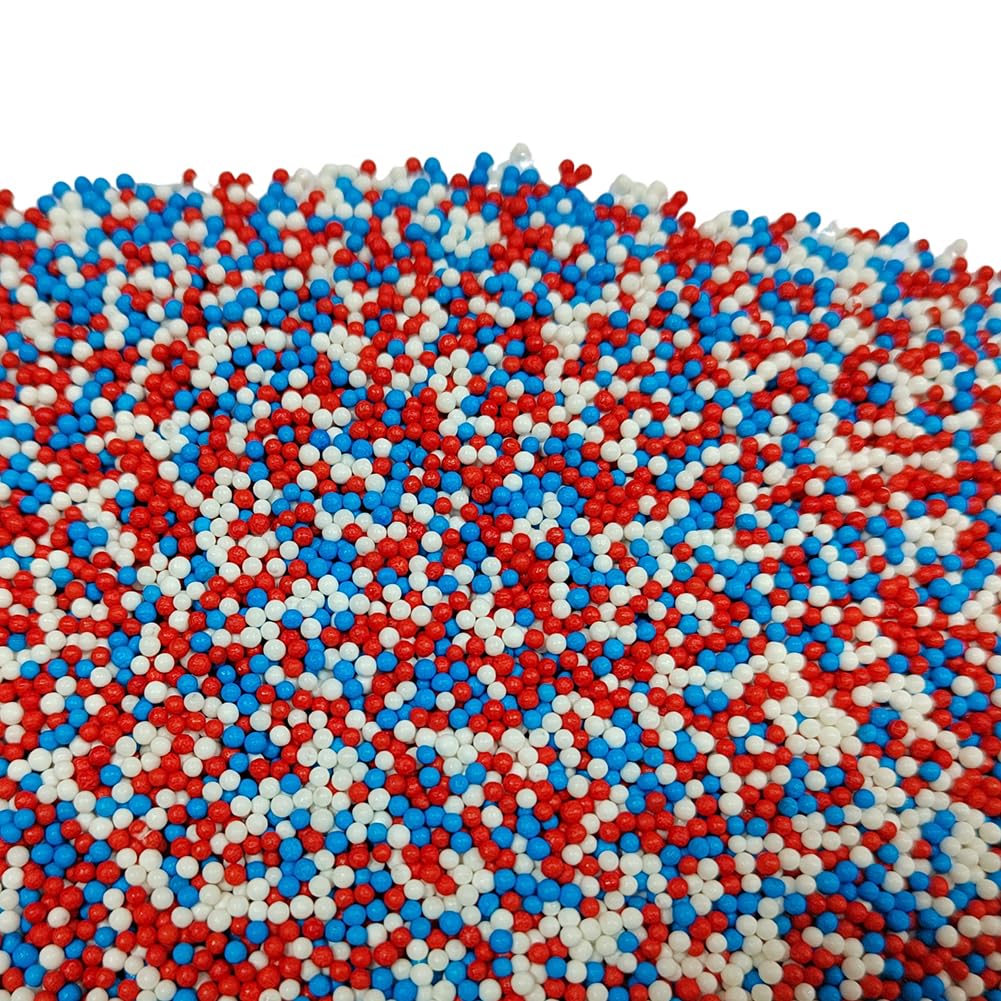 Homankit Patriotic Sprinkles Red White And Blue Nonpareils Sprinkles Edible Cookie Decorations Mini Pearls For Decorating Cake,