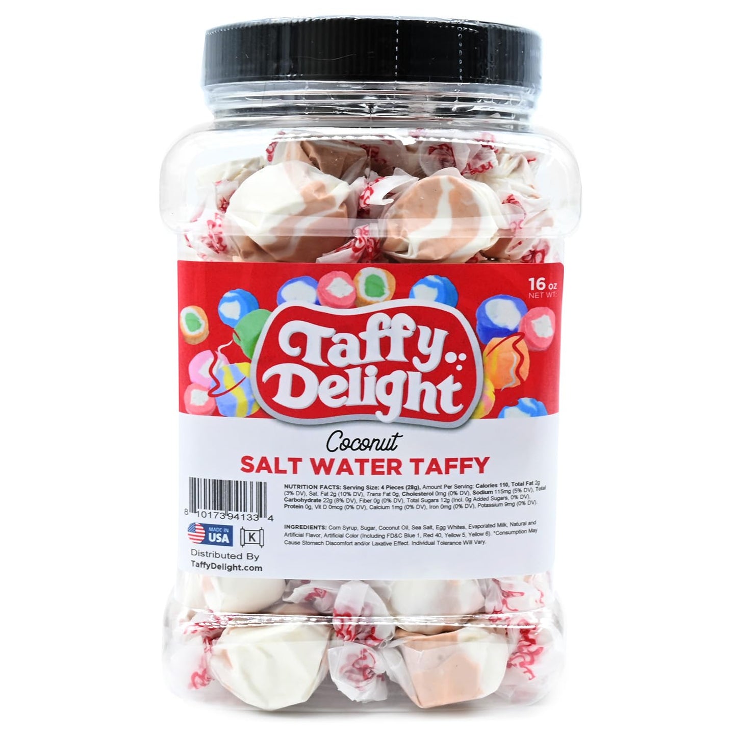 Taffy Delight Salt Water Taffy (16oz, Coconut)