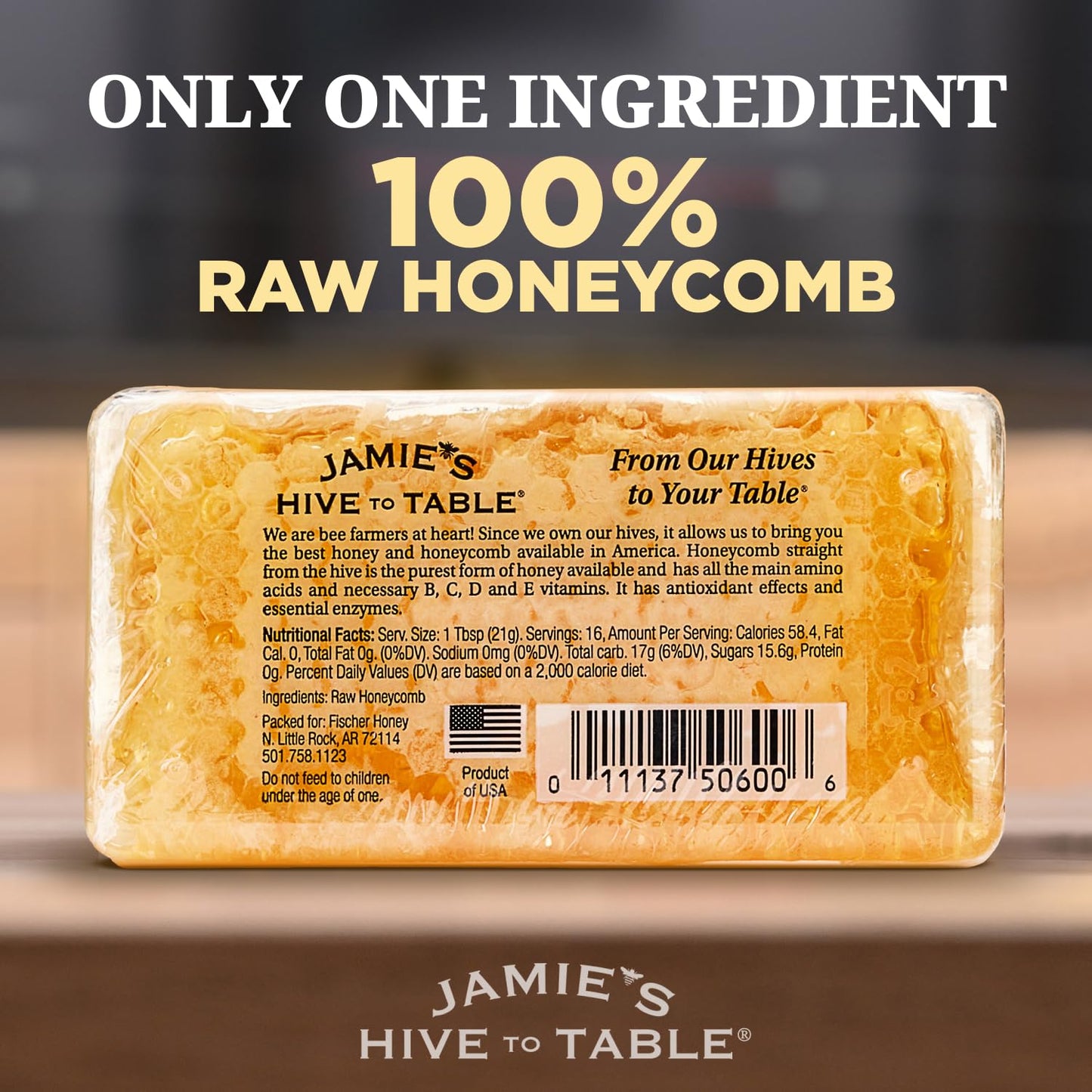 Jamie'S Hive To Table 100% Raw Honeycomb, 48 Oz (Pack Of 12) - All-Natural Pure Georgia Honeycomb - Fresh Georgia Honeycomb With