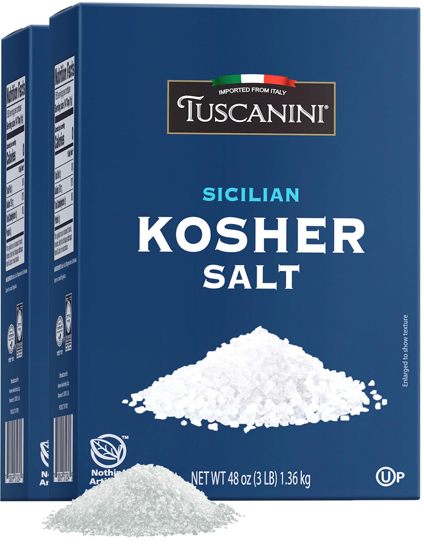 Tuscanini Kosher Sea Salt, 3lb (2 Pack) | Sicilian Sea Salt | Product of Italy