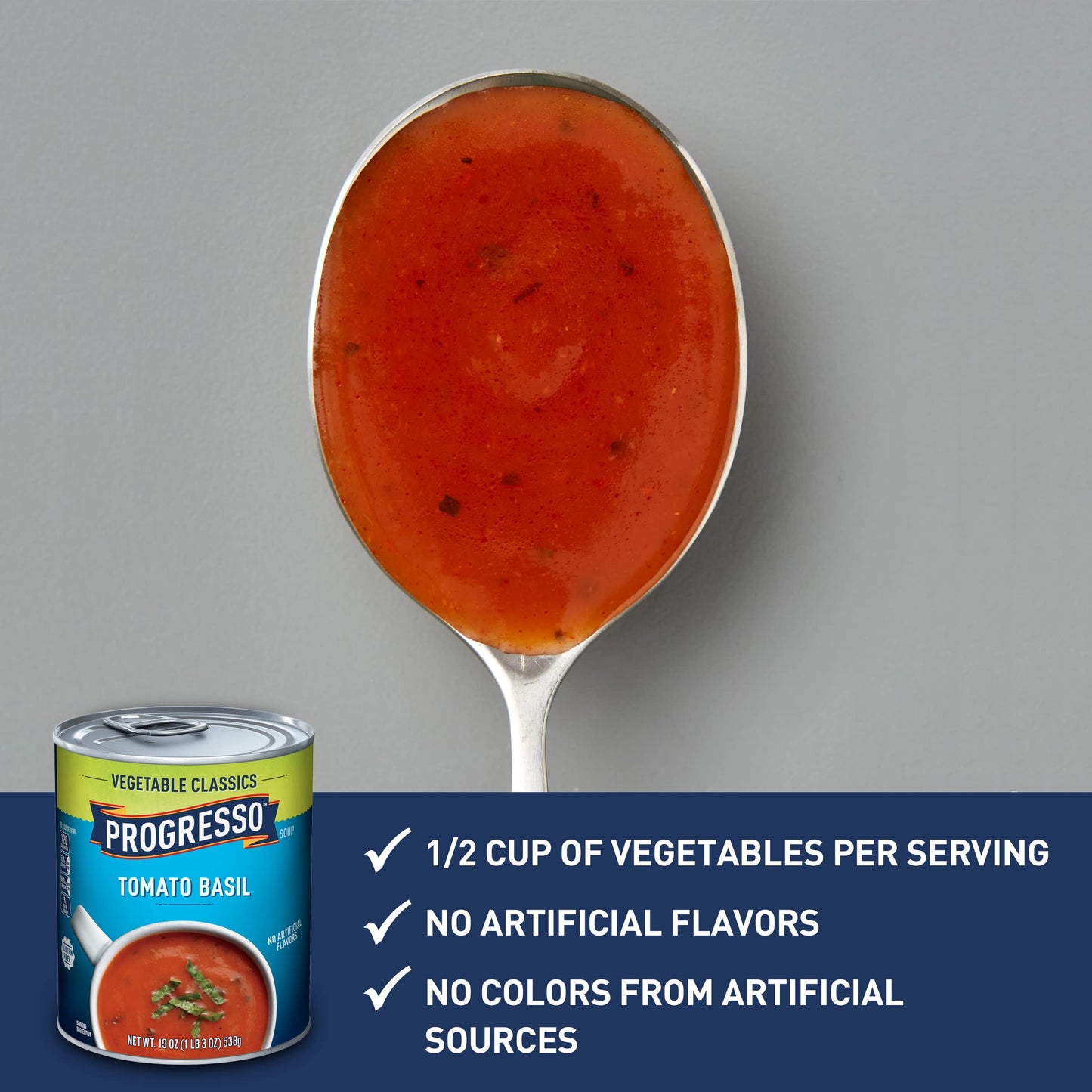 Progresso Vegetable Classics, Tomato Basil Soup, Gluten Free, 19 Oz, Pack of 6