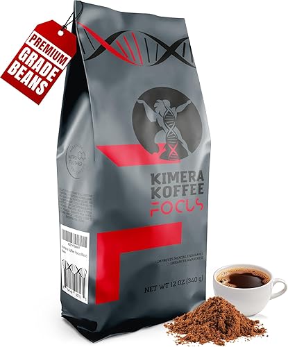 Kimera Koffee - Organic Light Roast Ground Coffee  Focus Blend  Infused With Brain Vitamins  L-Theanine  Amplifies Alpha Brain W
