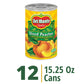 Del Monte Canned Peaches Sliced in Heavy Syrup, 15.25 oz Can, Pack of 12