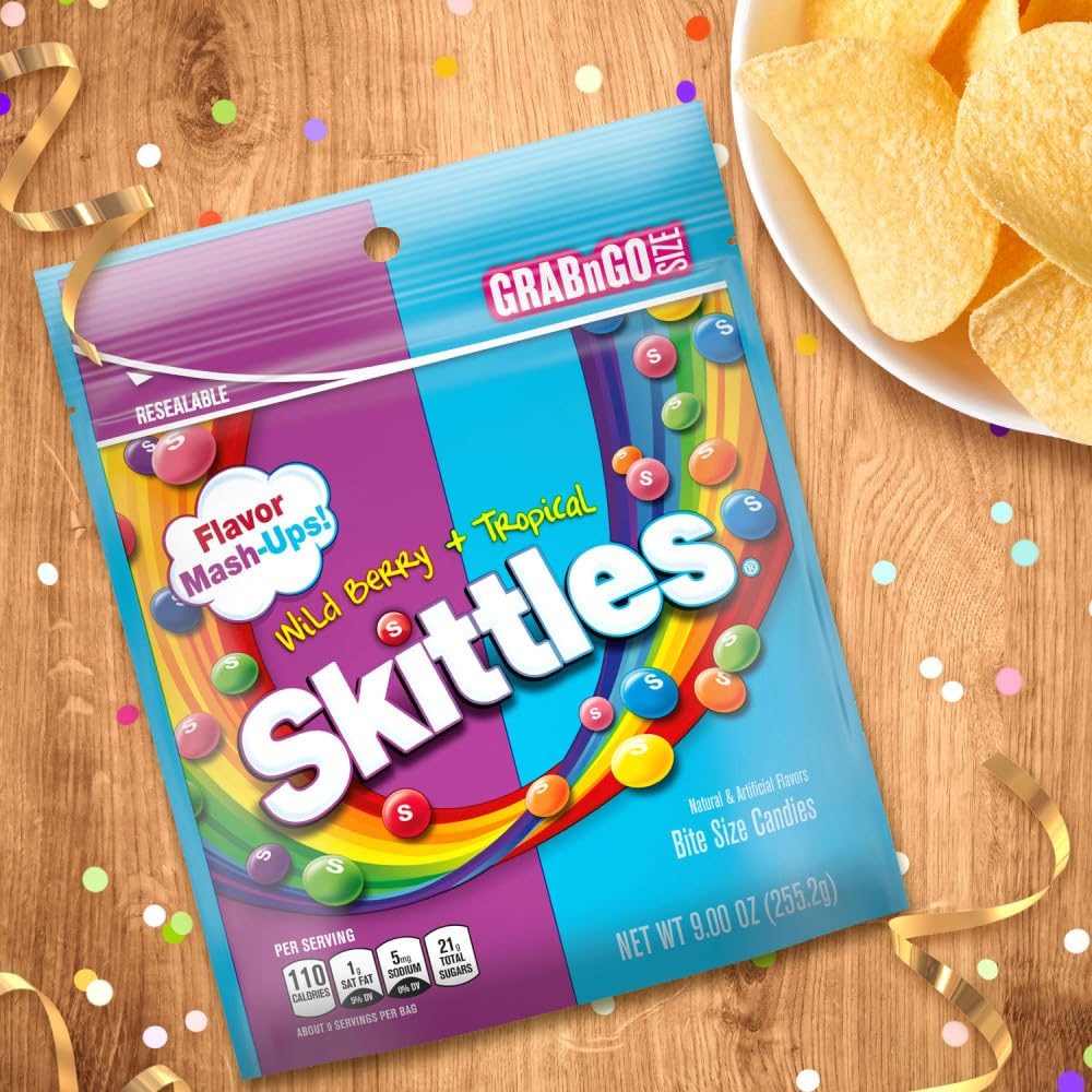 Skittles Mash-Ups Wild Berry And Tropical Candy, 9-Ounce Bag