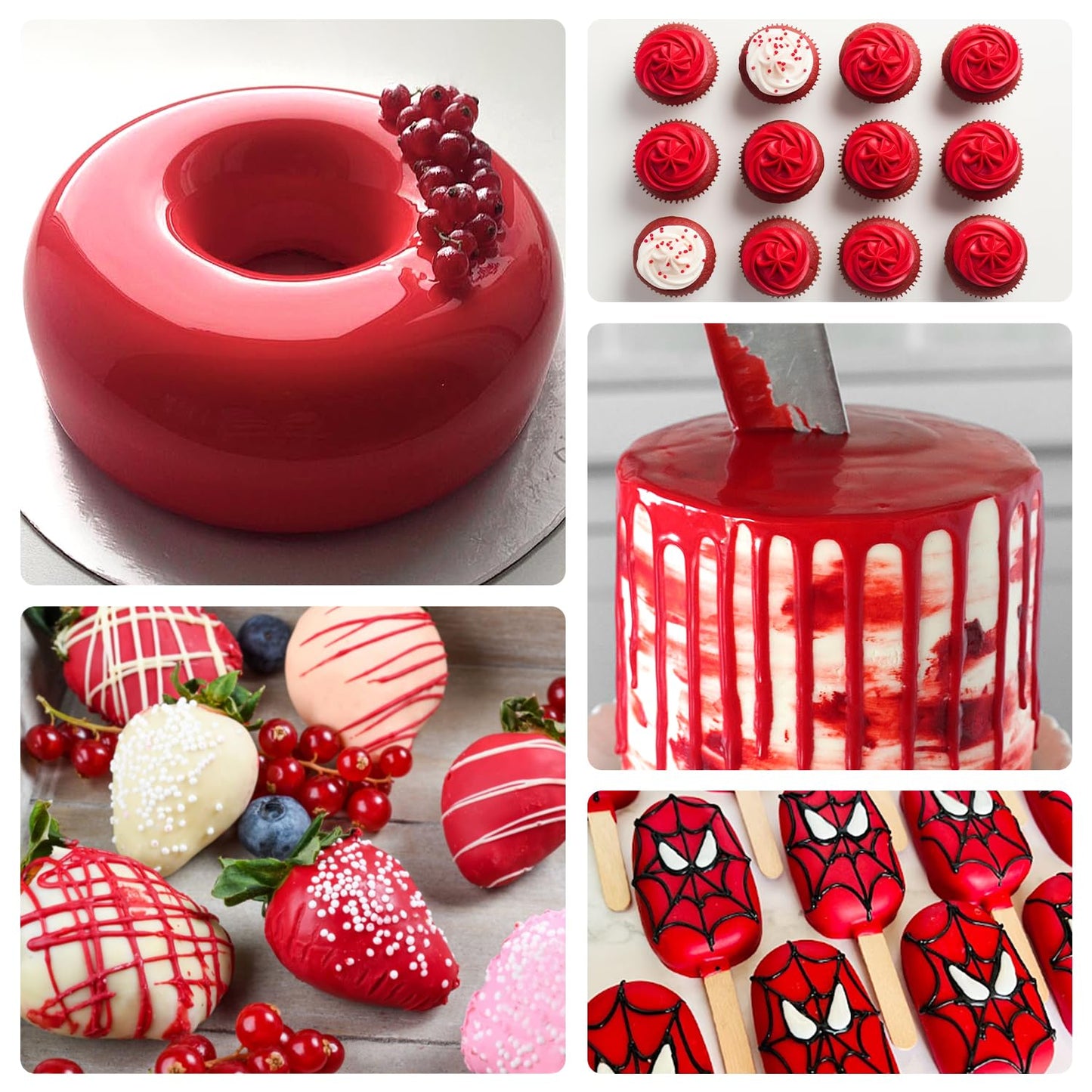 Super Red Oil Based Food Coloring For Chocolate, Candy Melts, Donuts, Strawberries, Frosting, Cake, Professional Edible Dye For
