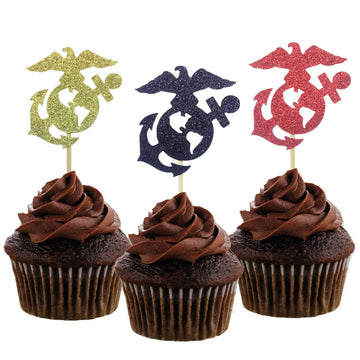Morndew 24 Pcs Military Themed Cupcake Toppers For Military Themed Party Promotion Retirement Party Wedding Party Birthday Party