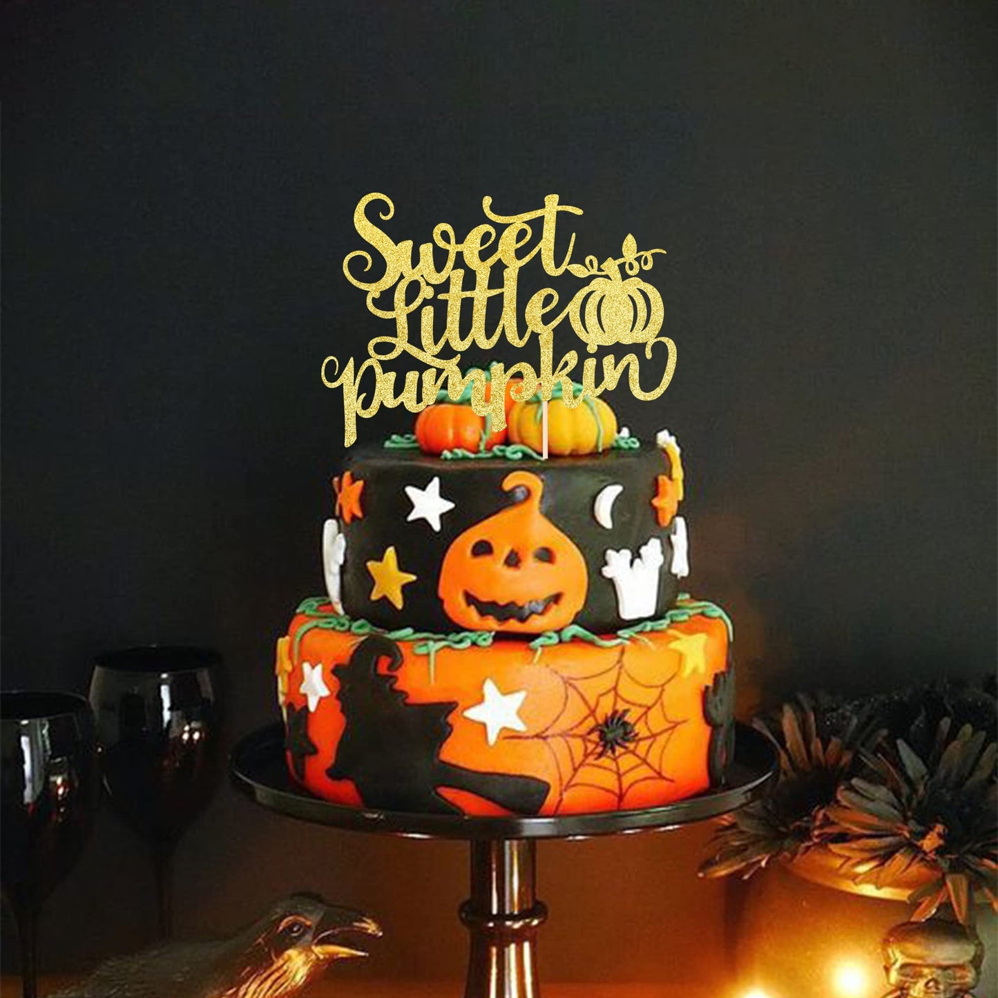 1 Pcs Sweet Little Pumpkin Cake Topper Glitter Fall Theme Little Pumpkin Cake Pick Decorations For Baby Shower Kids Birthday Tha